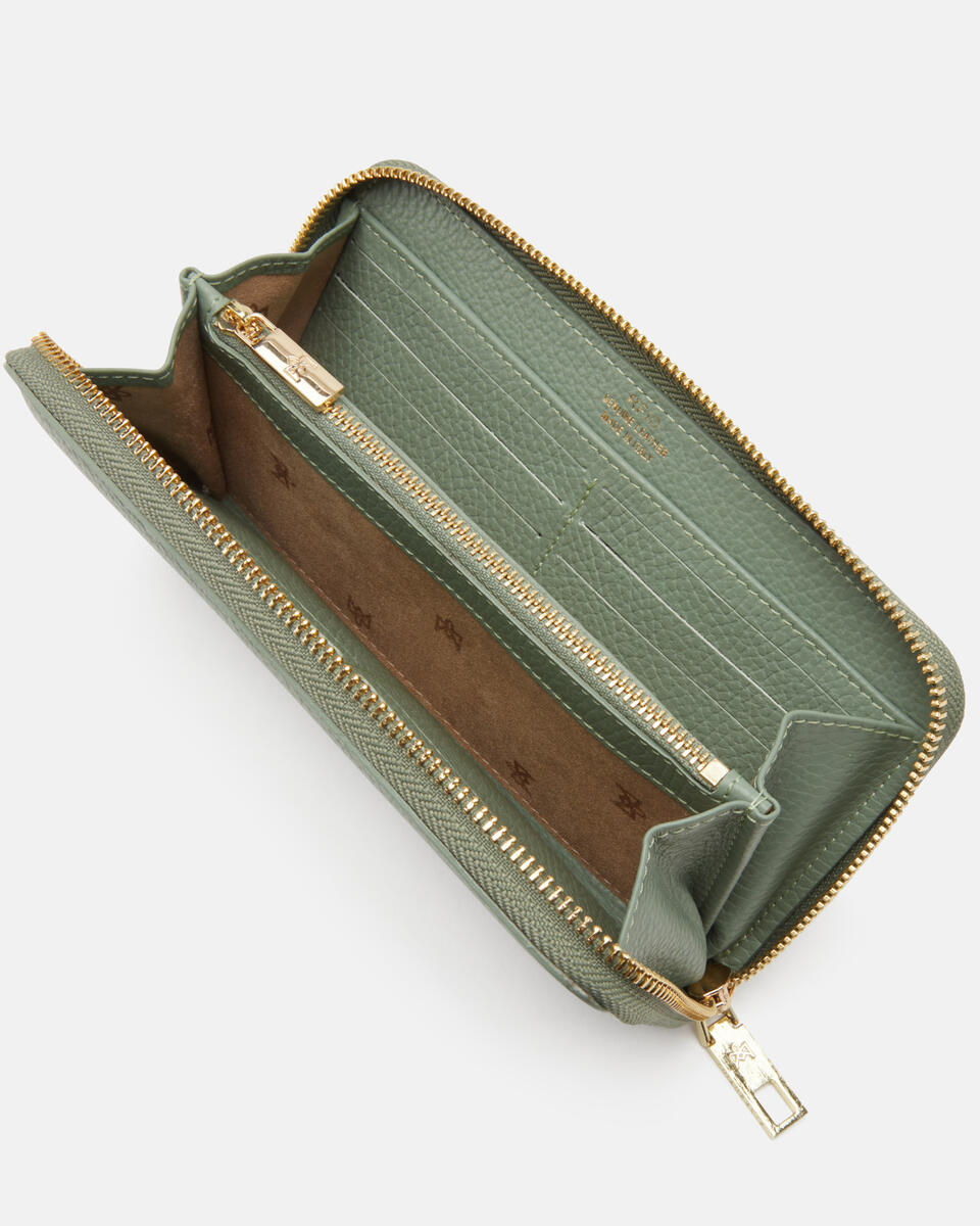 Brieftasche mit Reißverschluss Salbei  - Damen Brieftaschen - Brieftaschen - Cuoieria Fiorentina