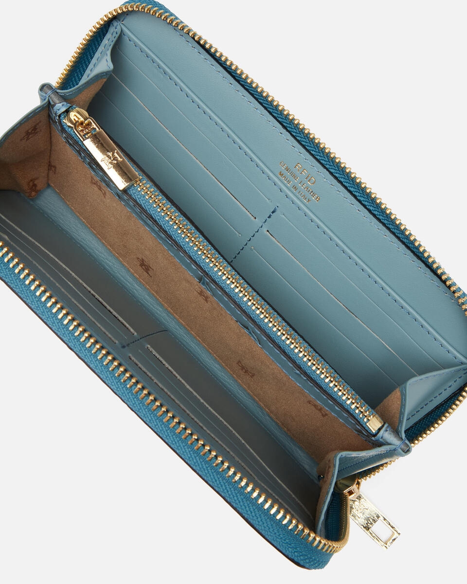 Brieftasche mit Reißverschluss Hellblau  - Damen Brieftaschen - Damen Brieftaschen - Brieftaschen - Cuoieria Fiorentina