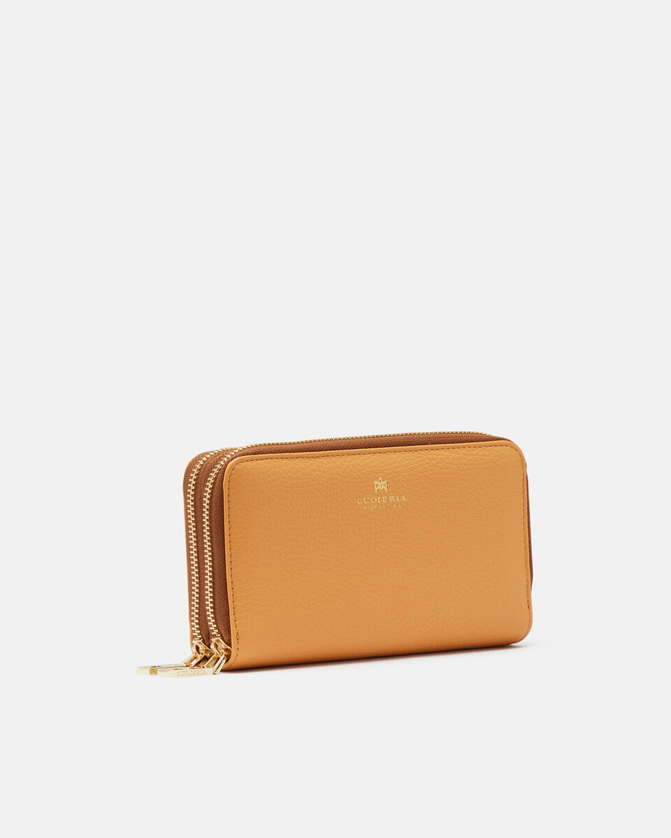 Brieftasche mit doppeltem Reißverschluss Apricot  - Damen Brieftaschen - Damen Brieftaschen - Brieftaschen - Cuoieria Fiorentina