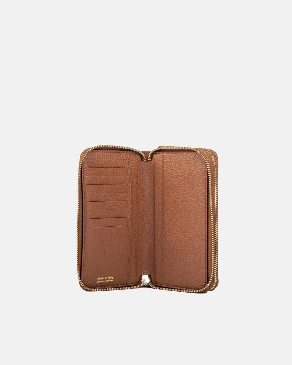 Brieftasche mit doppeltem Reißverschluss Karamell  - Damen Brieftaschen - Brieftaschen - Cuoieria Fiorentina