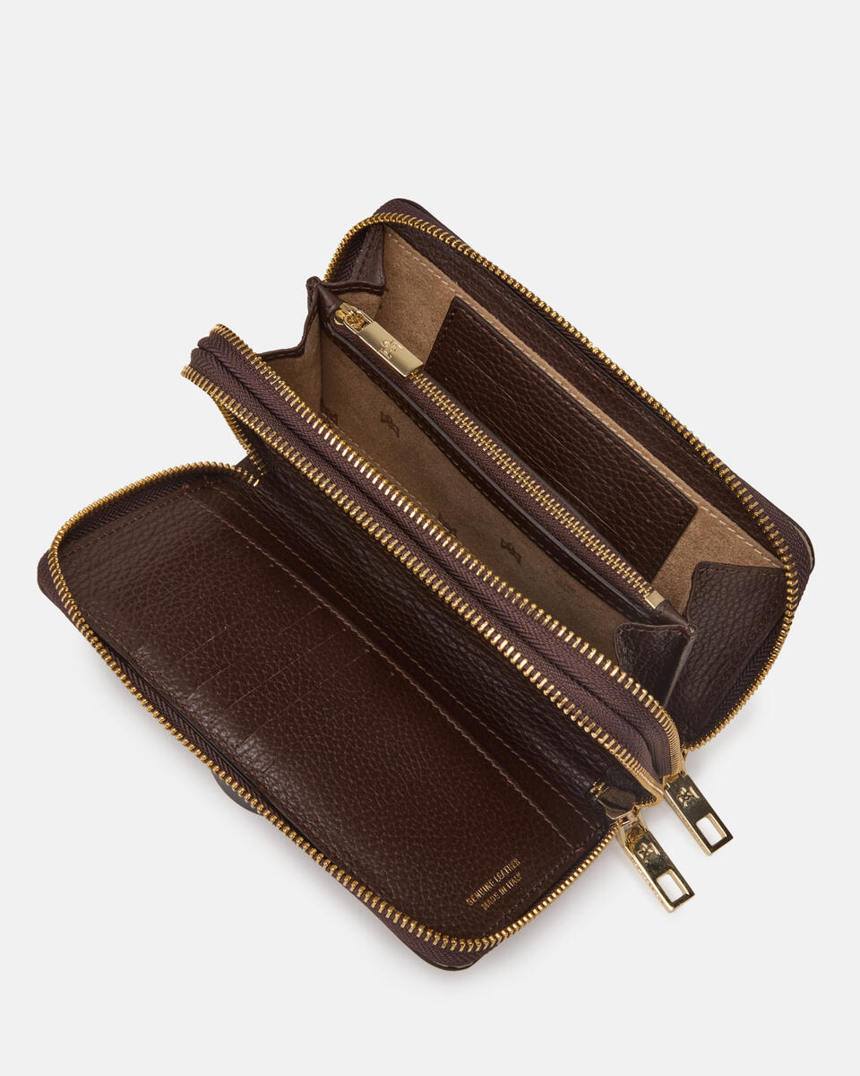 Brieftasche mit doppeltem Reißverschluss Schokolade  - Damen Brieftaschen - Damen Brieftaschen - Brieftaschen - Cuoieria Fiorentina
