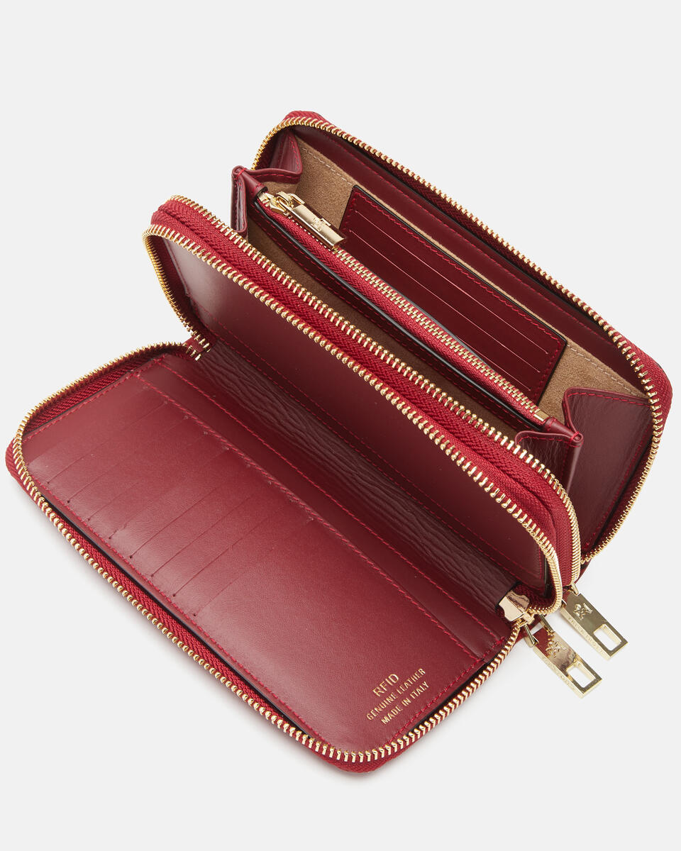 Brieftasche mit doppeltem Reißverschluss Rot  - Damen Brieftaschen - Brieftaschen - Cuoieria Fiorentina