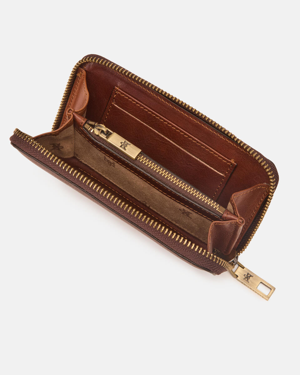 MINI BRIEFTASCHE MIT REISSVERSCHLUSS Braun  - Damen Brieftaschen - Damen Brieftaschen - Brieftaschen - Cuoieria Fiorentina