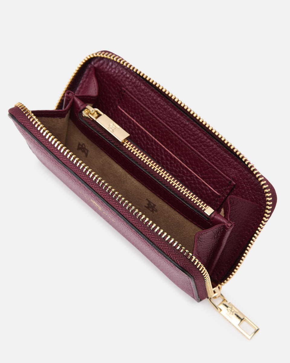 MINI BRIEFTASCHE MIT REISSVERSCHLUSS Bordeaux  - Cuoieria Fiorentina