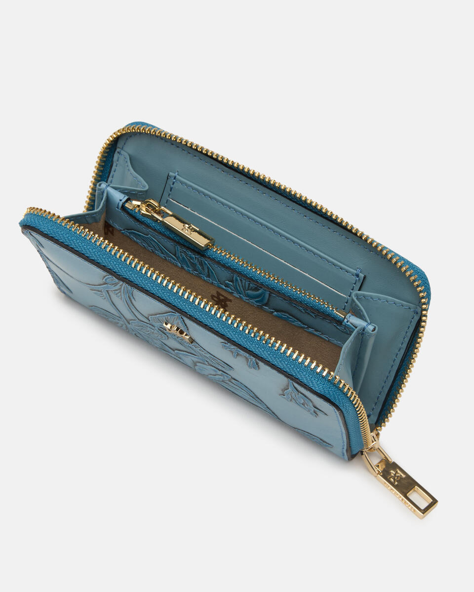 MINI BRIEFTASCHE MIT REISSVERSCHLUSS Hellblau  - Damen Brieftaschen - Damen Brieftaschen - Brieftaschen - Cuoieria Fiorentina