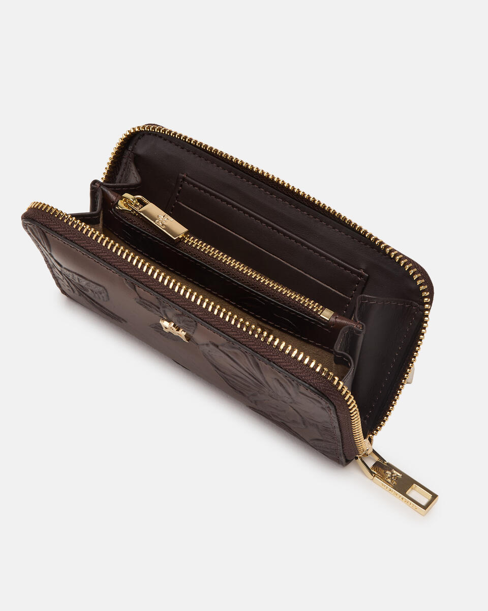 MINI BRIEFTASCHE MIT REISSVERSCHLUSS Mahagoni  - Damen Brieftaschen - Damen Brieftaschen - Brieftaschen - Cuoieria Fiorentina