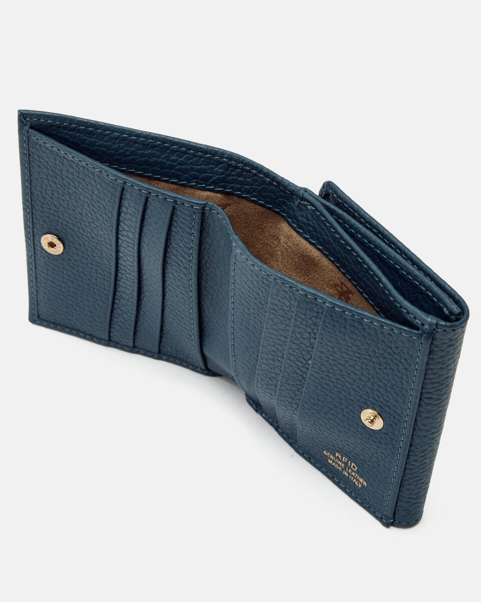 MINIKONTINENTALE BRIEFTASCHE Teal  - Damen Brieftaschen - Damen Brieftaschen - Brieftaschen - Cuoieria Fiorentina