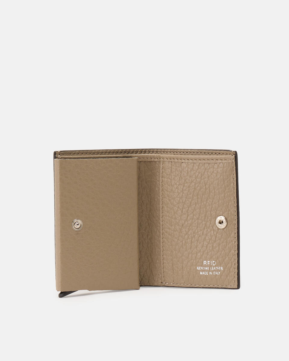 Kartenhalter mit Schnappverschluss Taupe  - Damen Brieftaschen - Herren Brieftaschen - Brieftaschen - Cuoieria Fiorentina